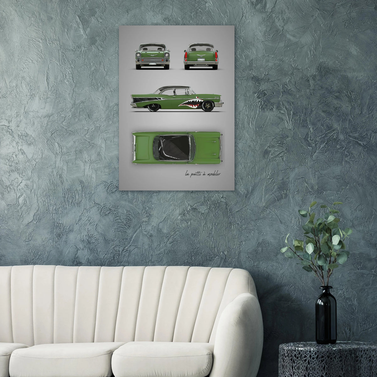 American Classic Car Aluminum Print - 1950s Vintage Art