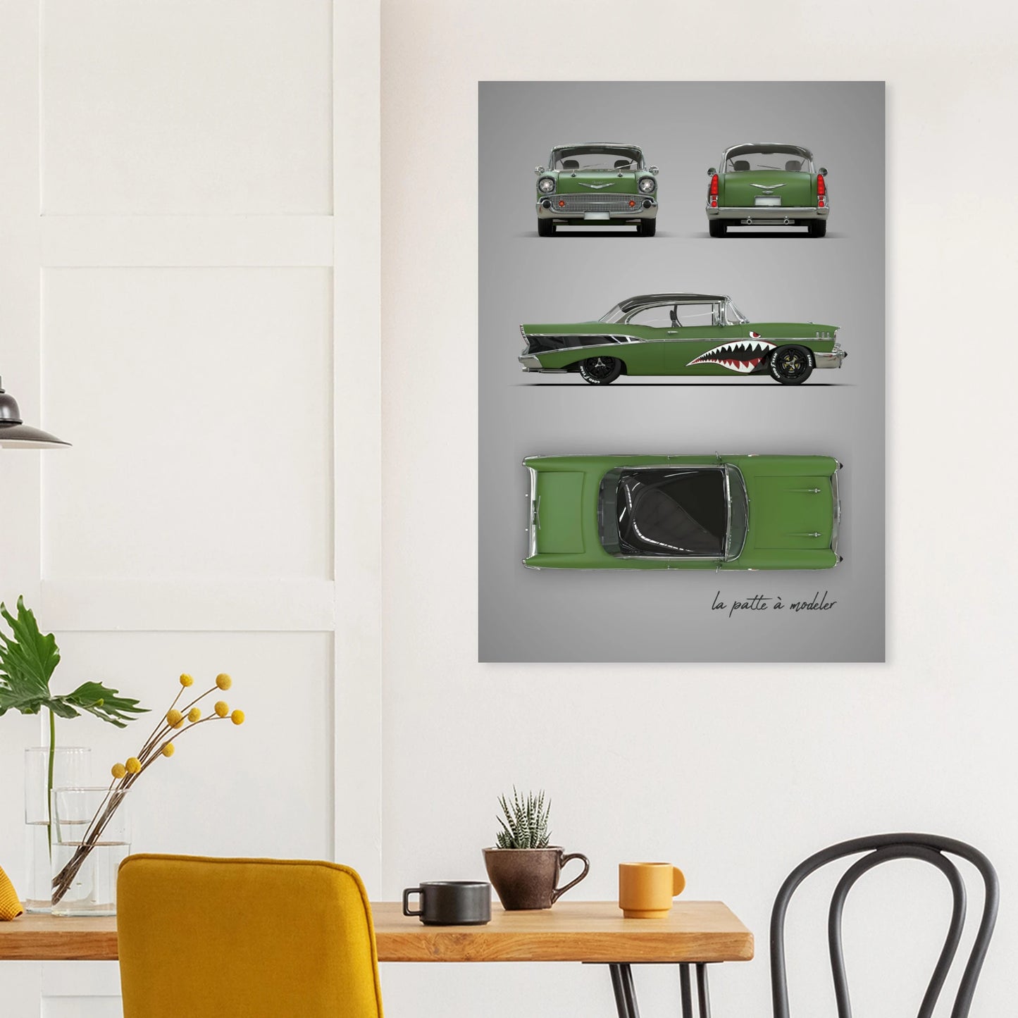 American Classic Car Aluminum Print - 1950s Vintage Art