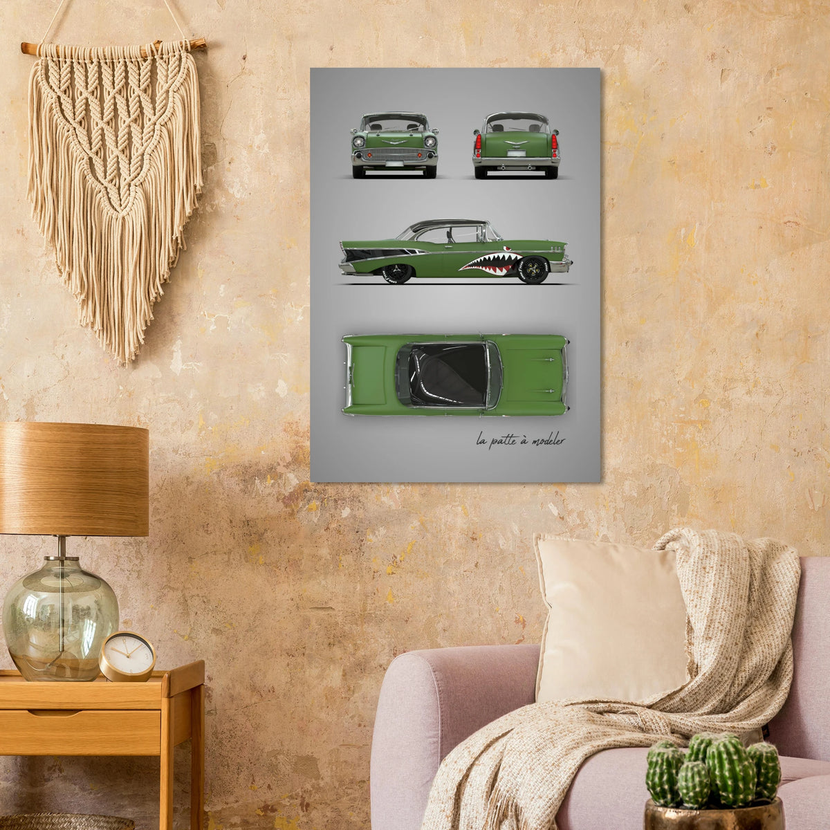 American Classic Car Aluminum Print - 1950s Vintage Art