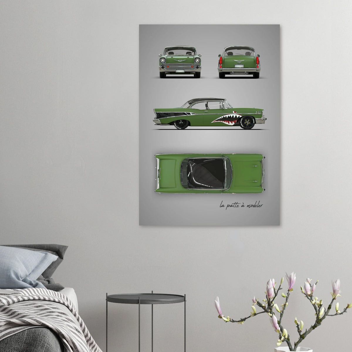American Classic Car Aluminum Print - 1950s Vintage Art