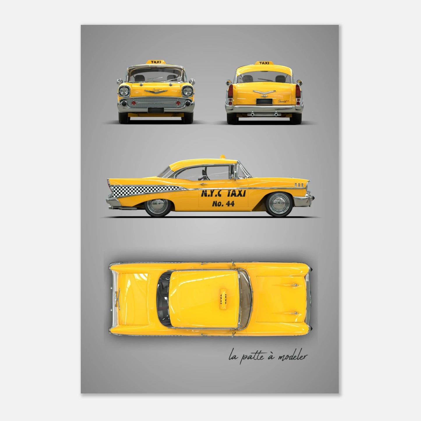 American Classic Car Aluminum Print - 1950s Chrome Era Art