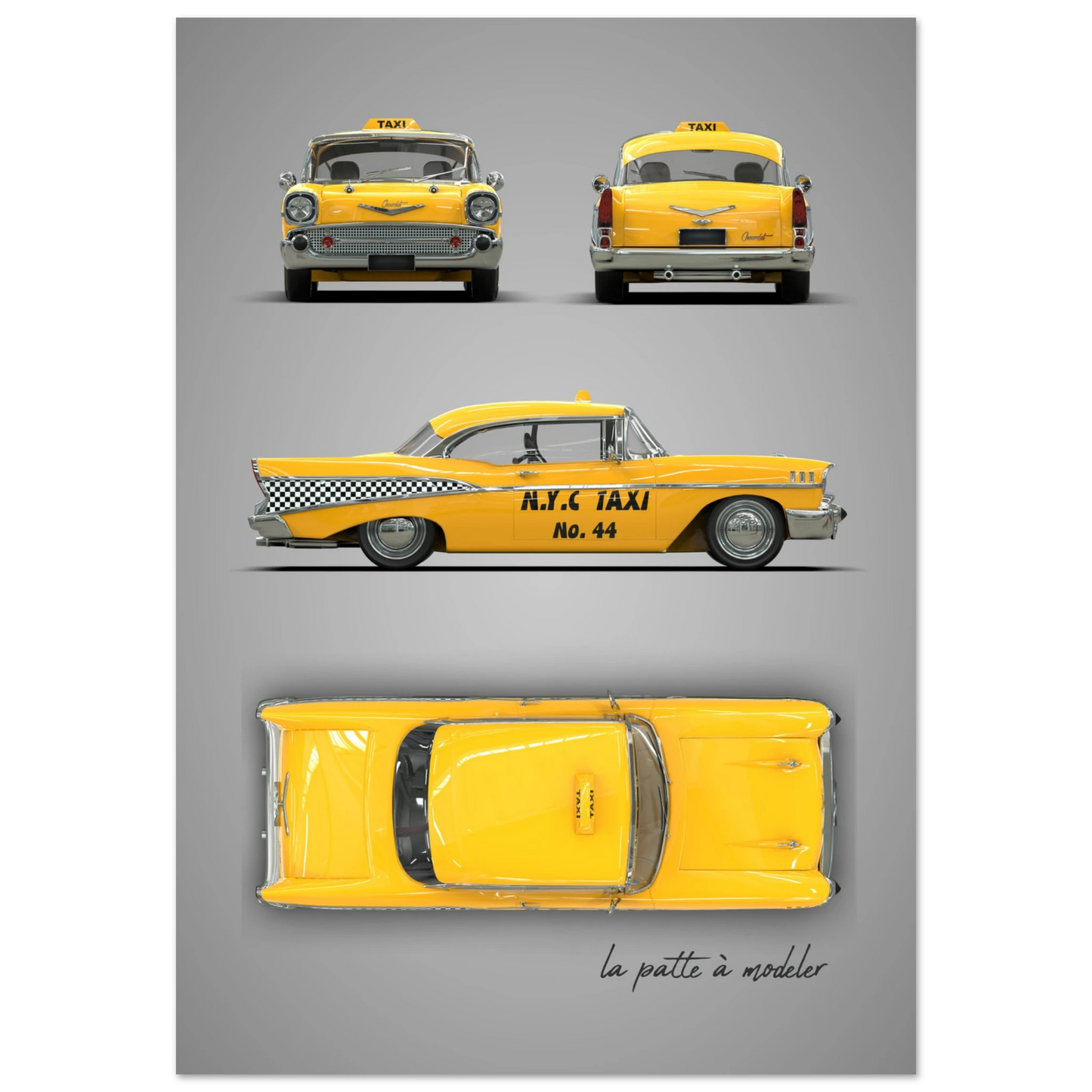 American Classic Car Aluminum Print - 1950s Chrome Era Art