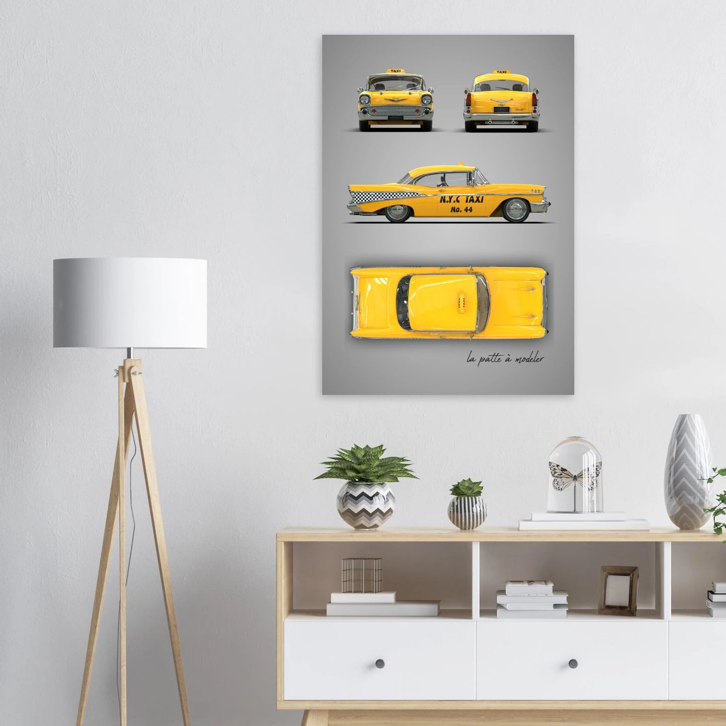 American Classic Car Aluminum Print - 1950s Chrome Era Art