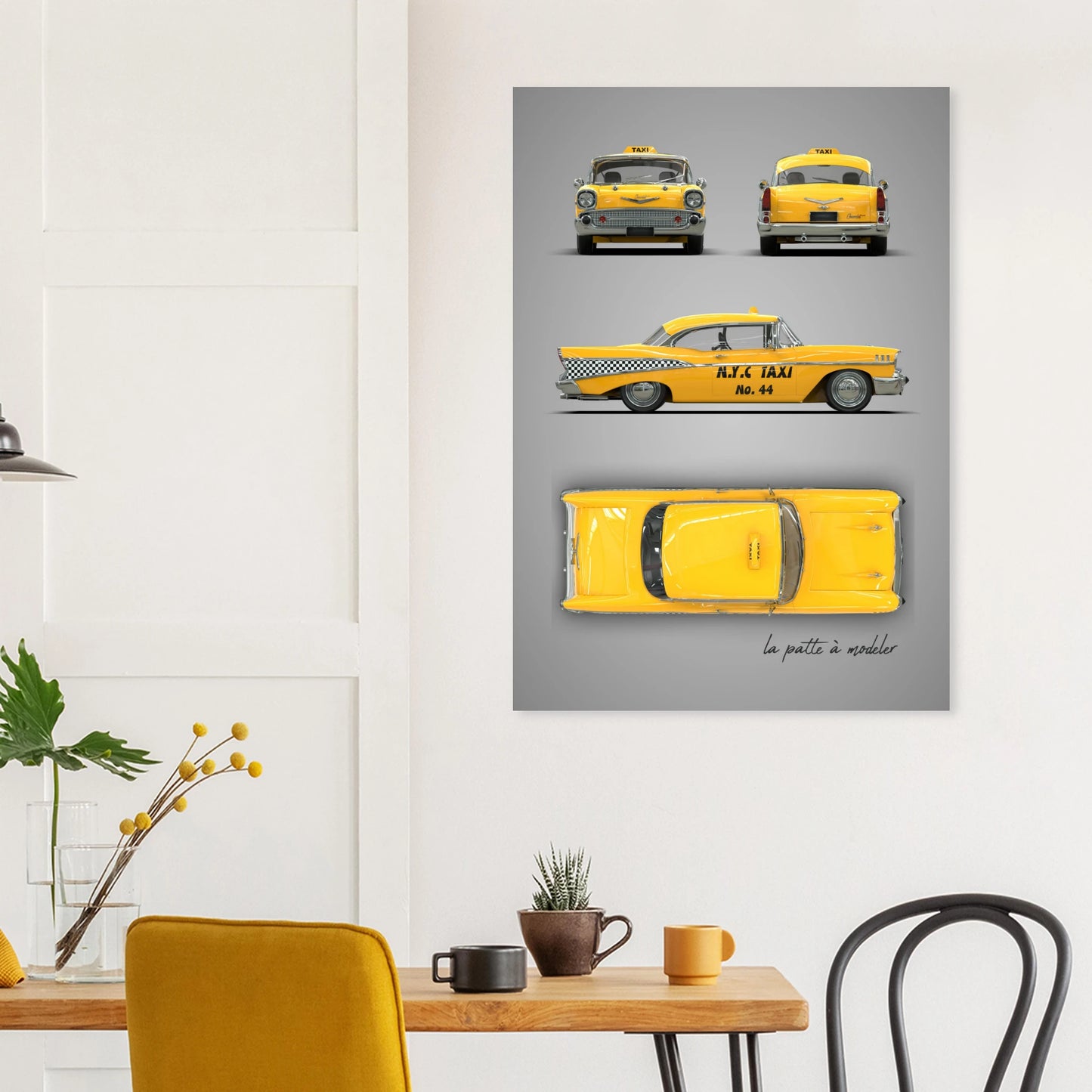 American Classic Car Aluminum Print - 1950s Chrome Era Art