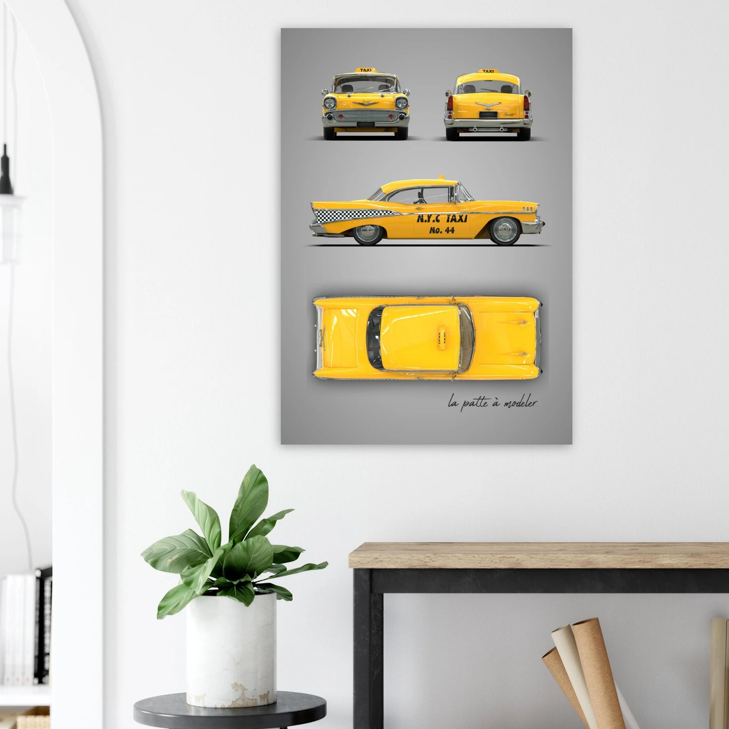 American Classic Car Aluminum Print - 1950s Chrome Era Art