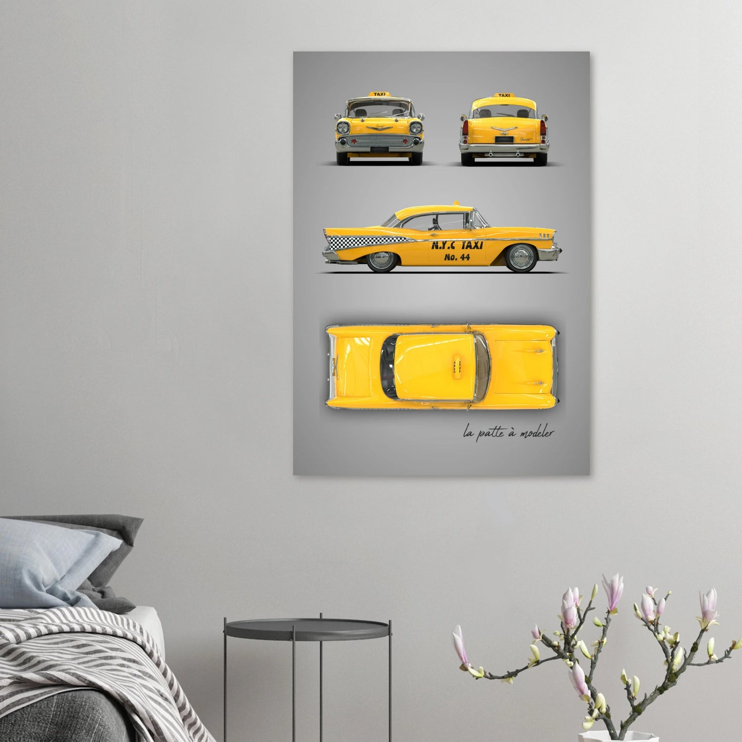 American Classic Car Aluminum Print - 1950s Chrome Era Art