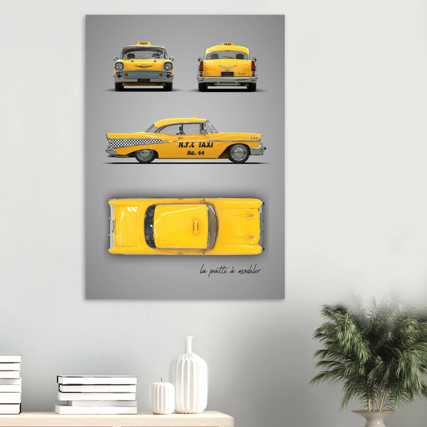 American Classic Car Aluminum Print - 1950s Chrome Era Art
