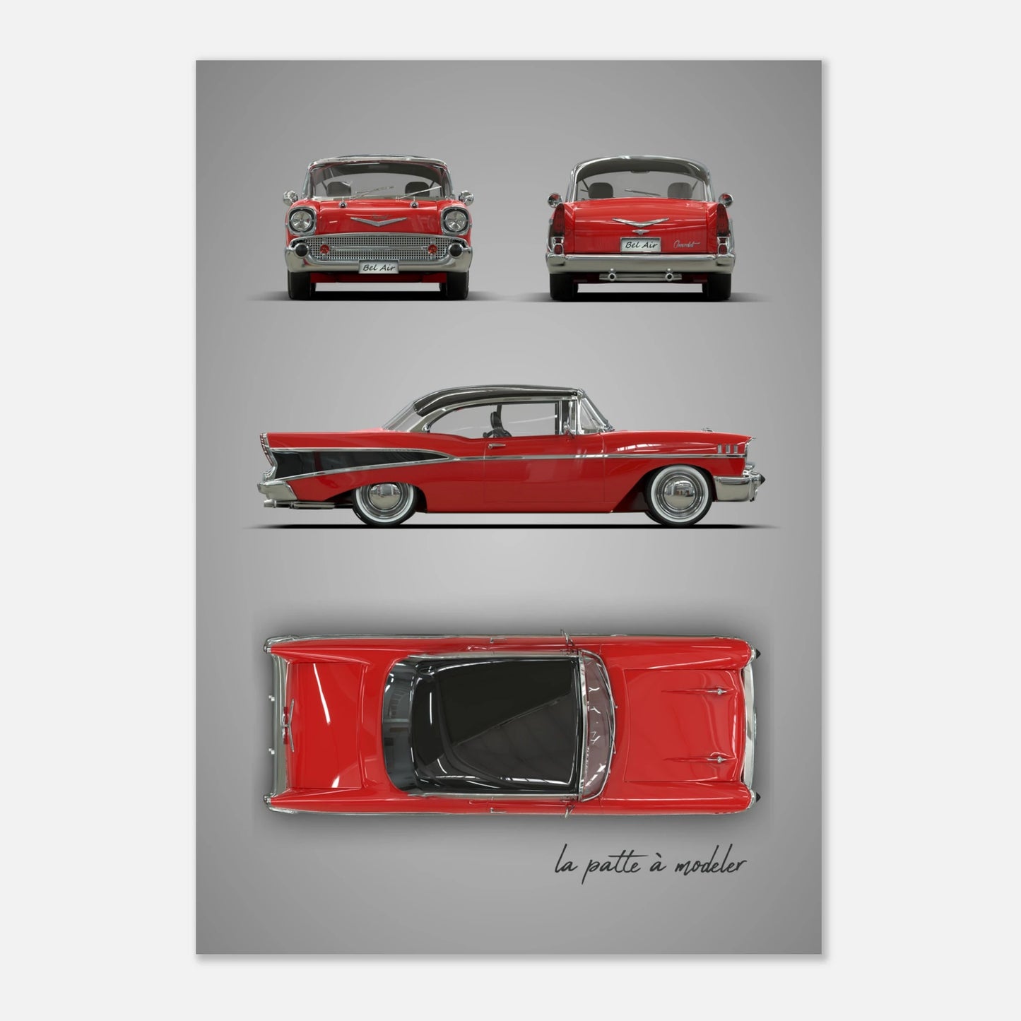 Classic American Car Aluminum Print - Vintage 1950s Art