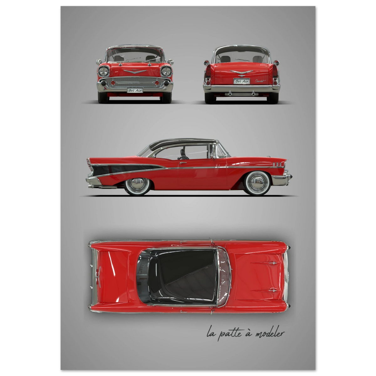Classic American Car Aluminum Print - Vintage 1950s Art