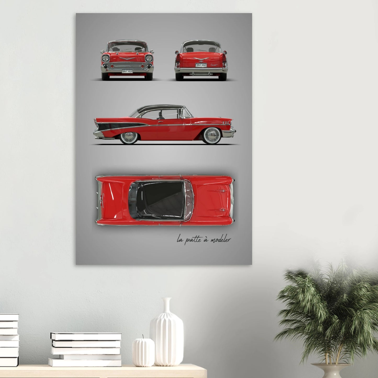 Classic American Car Aluminum Print - Vintage 1950s Art