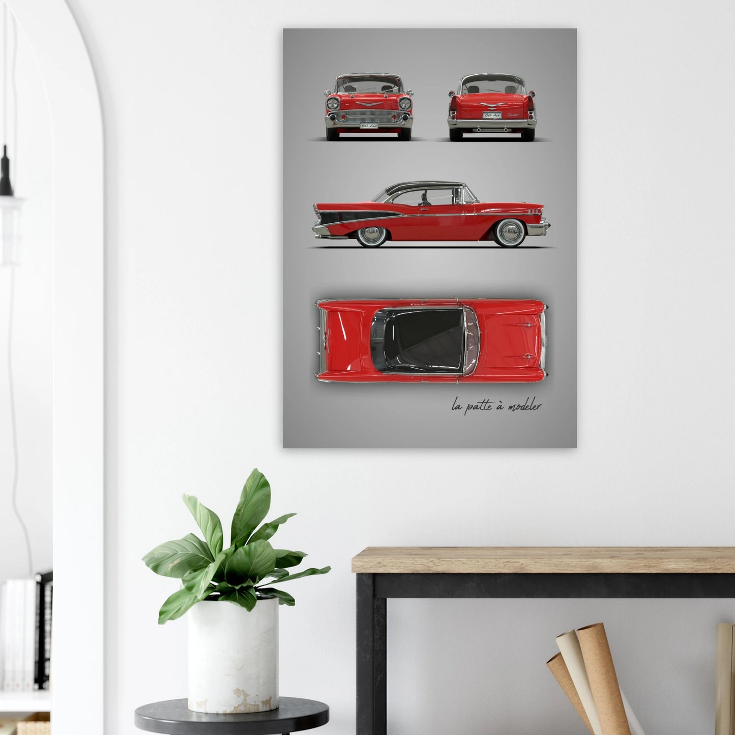 Classic American Car Aluminum Print - Vintage 1950s Art