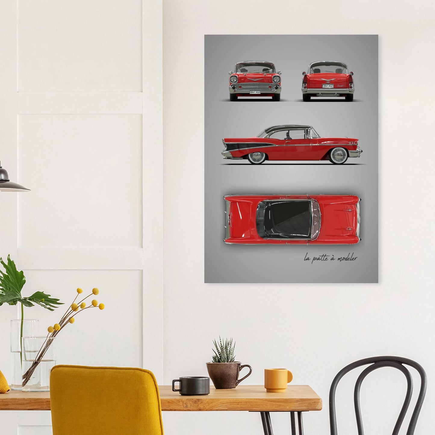 Classic American Car Aluminum Print - Vintage 1950s Art