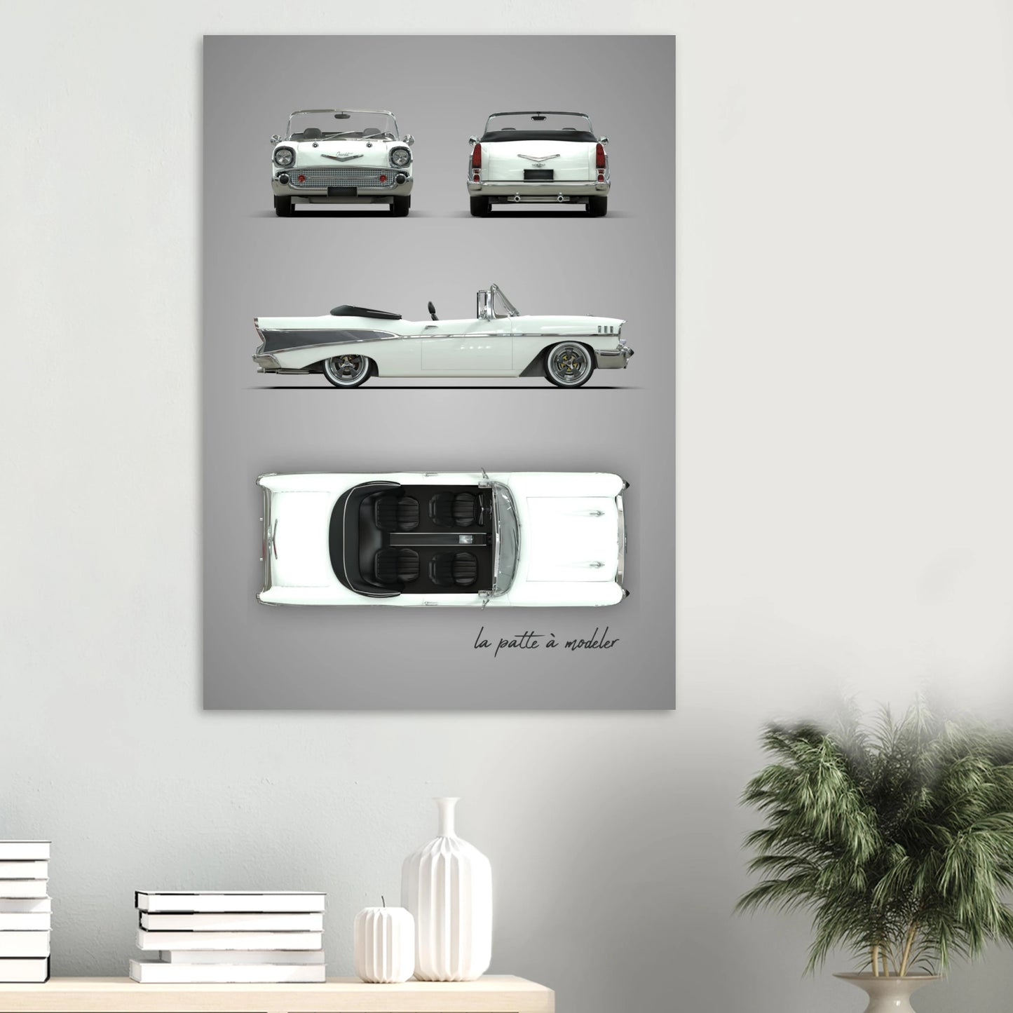 1950s American Car Aluminum Print - Classic Chrome Art