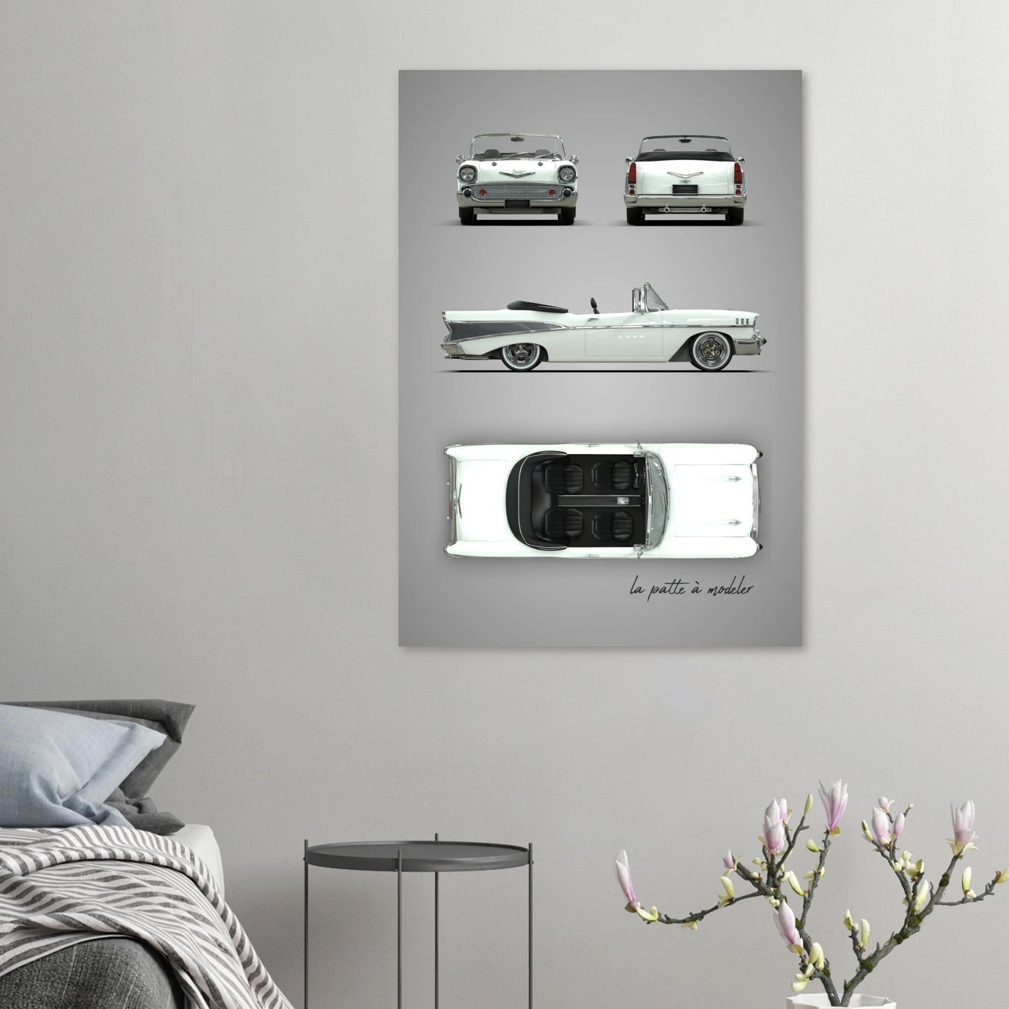 1950s American Car Aluminum Print - Classic Chrome Art