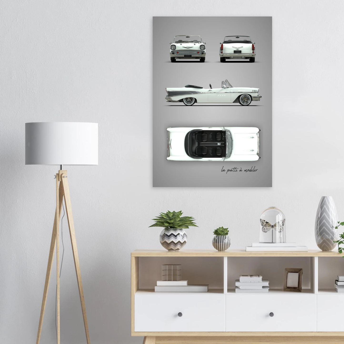 1950s American Car Aluminum Print - Classic Chrome Art