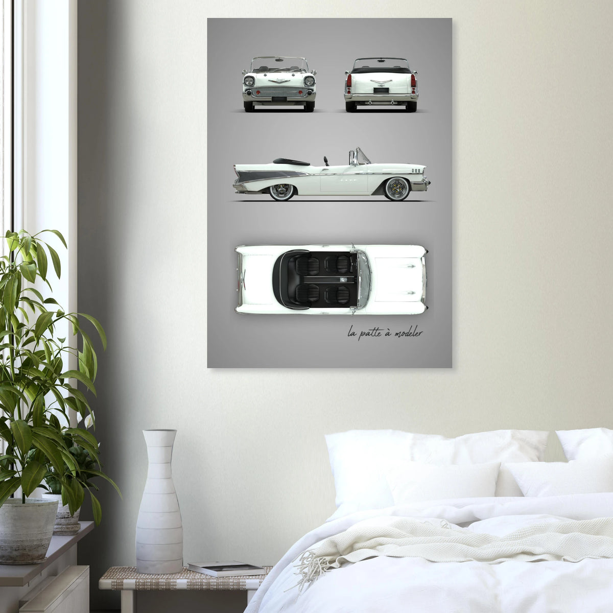 1950s American Car Aluminum Print - Classic Chrome Art