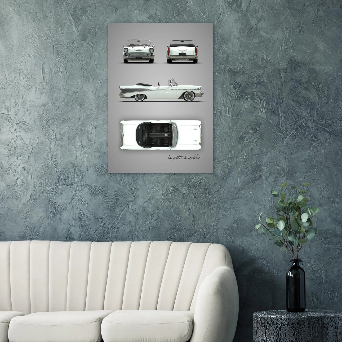 1950s American Car Aluminum Print - Classic Chrome Art