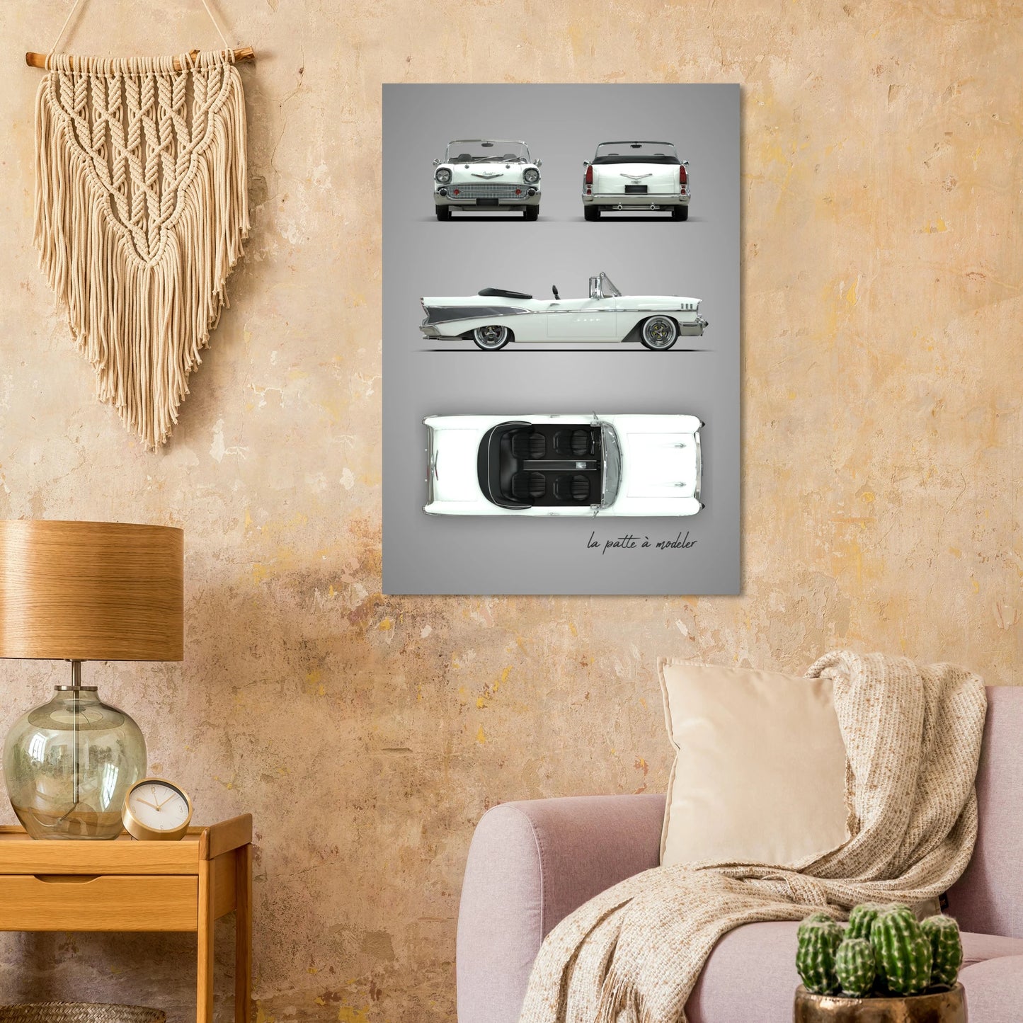 1950s American Car Aluminum Print - Classic Chrome Art