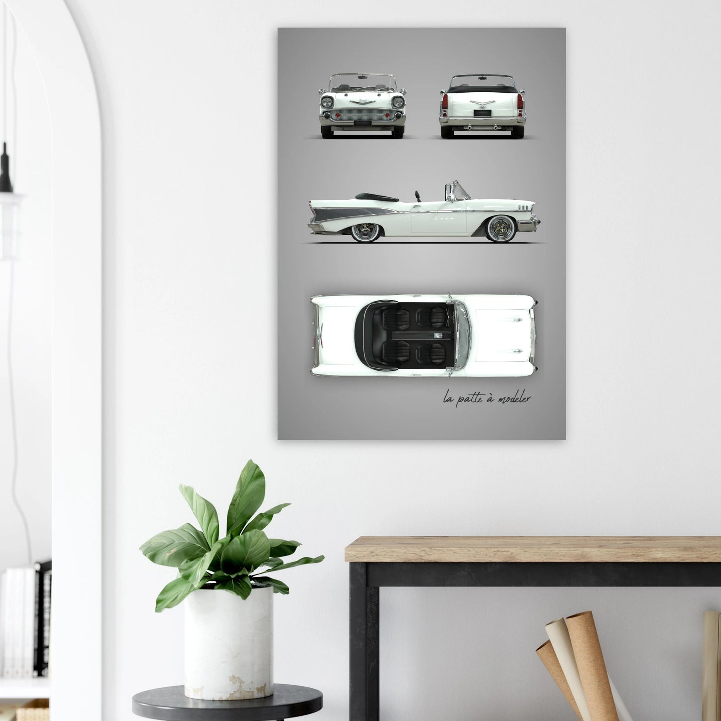 1950s American Car Aluminum Print - Classic Chrome Art