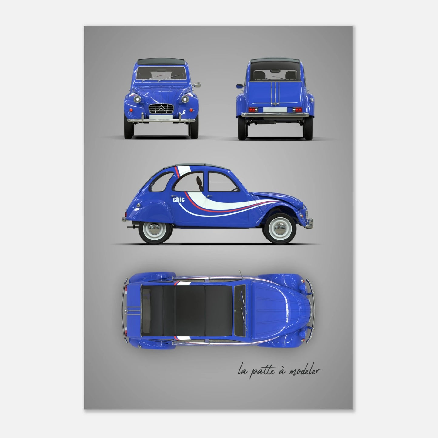 French Classic Car Aluminum Print - Vintage Icon Art