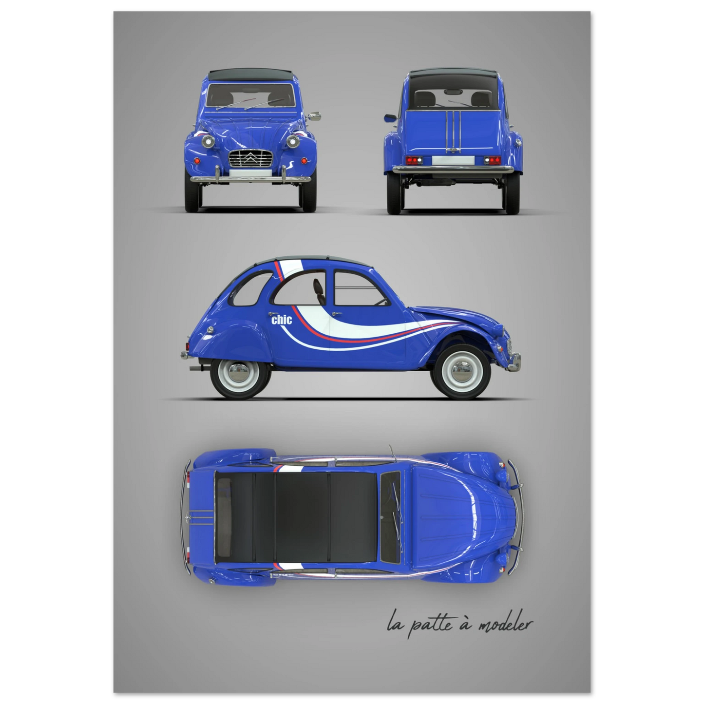 French Classic Car Aluminum Print - Vintage Icon Art