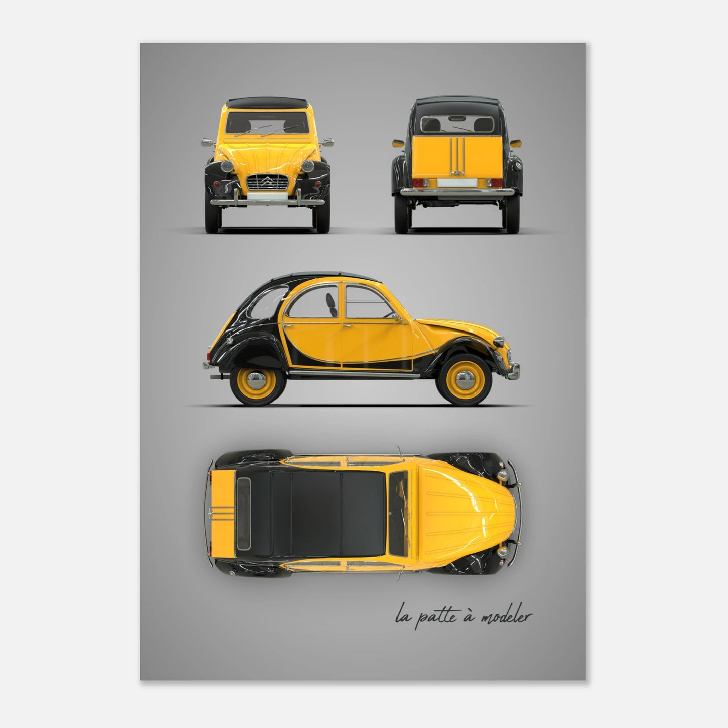 French Classic Car Aluminum Print - Vintage Heritage Art