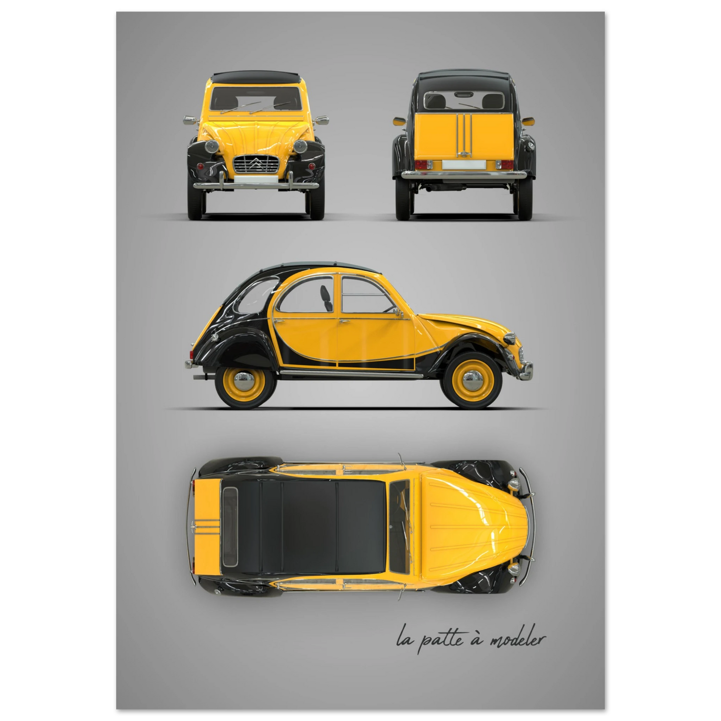 French Classic Car Aluminum Print - Vintage Heritage Art
