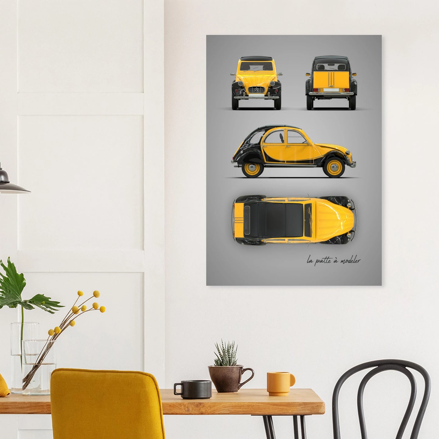 French Classic Car Aluminum Print - Vintage Heritage Art