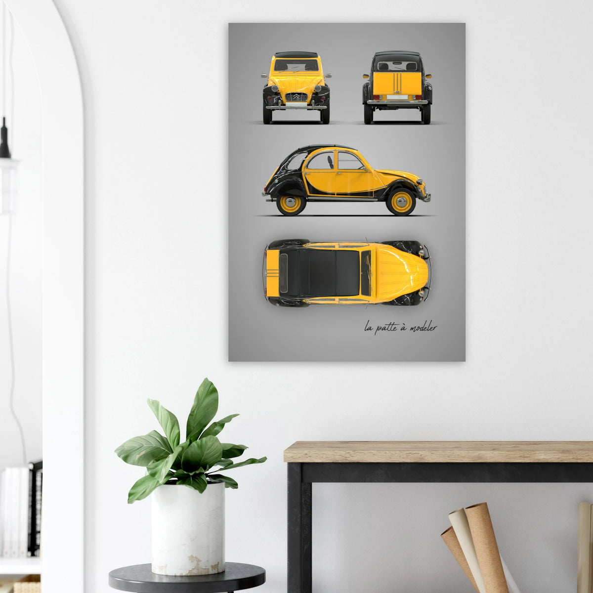 French Classic Car Aluminum Print - Vintage Heritage Art