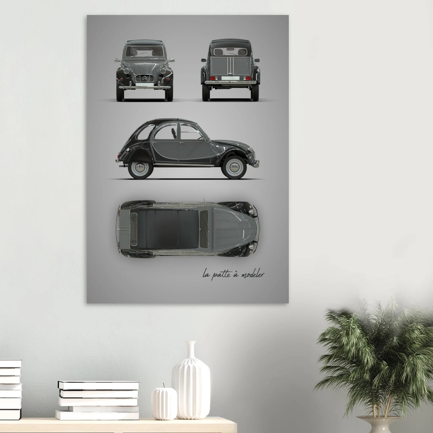 French Classic Car Aluminum Print - Vintage Design Art
