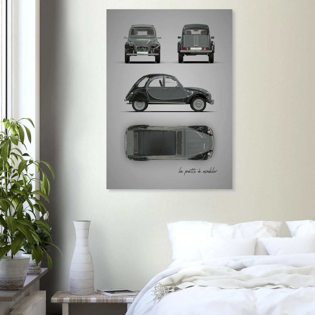 French Classic Car Aluminum Print - Vintage Design Art