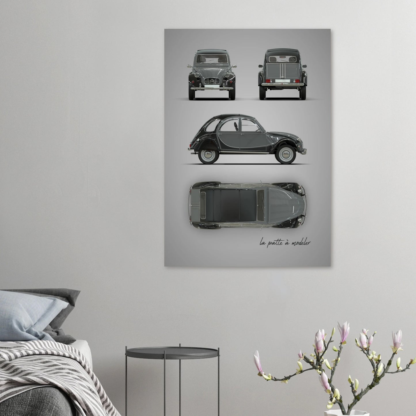 French Classic Car Aluminum Print - Vintage Design Art