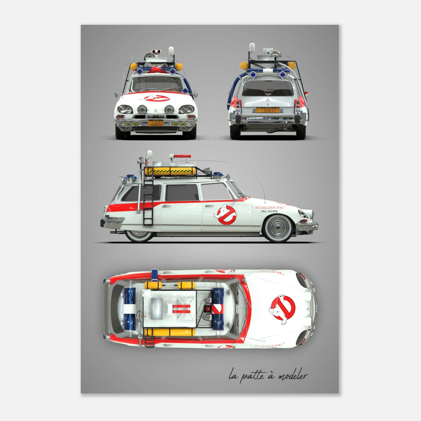 French Classic Car Aluminum Print - Custom Vintage Art