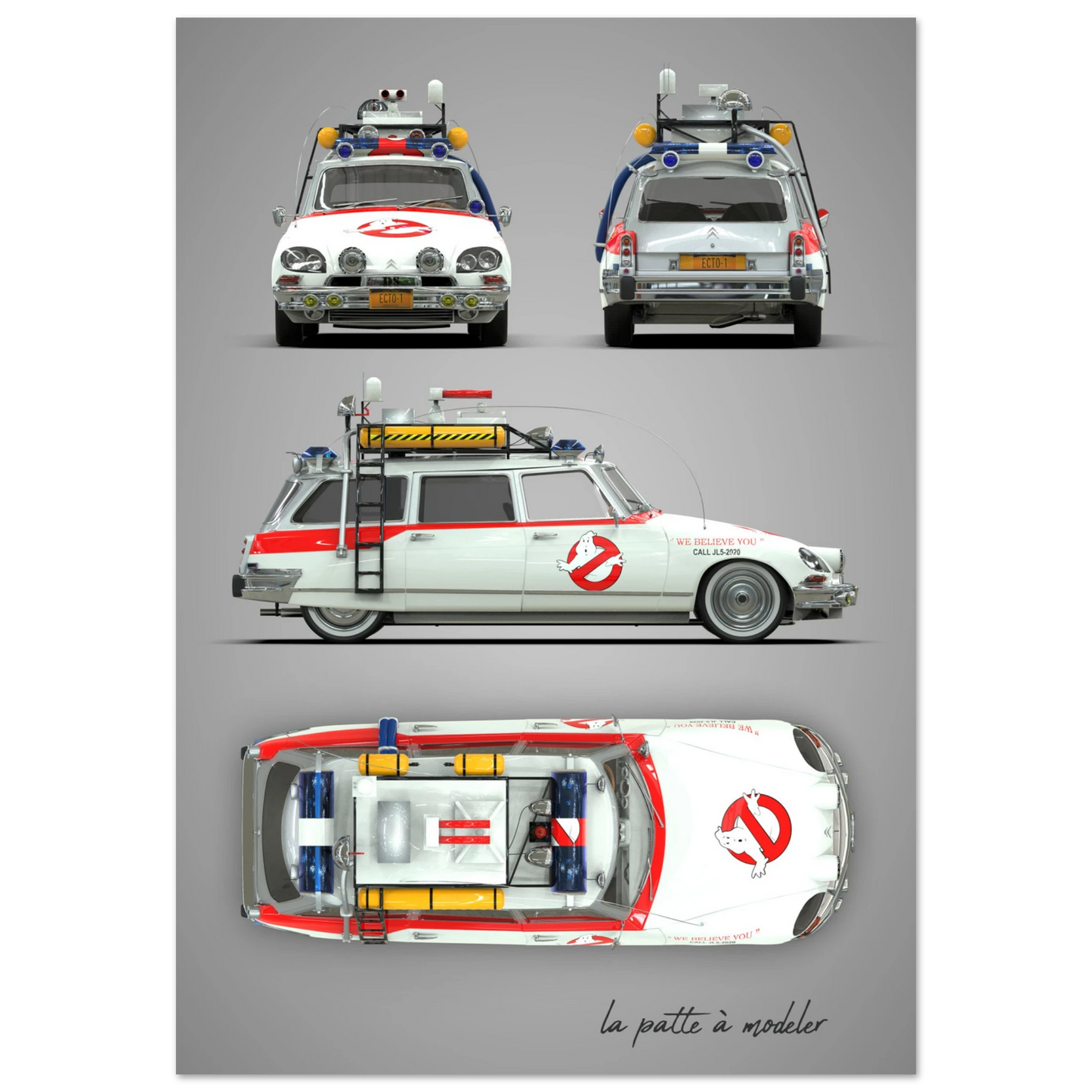 French Classic Car Aluminum Print - Custom Vintage Art