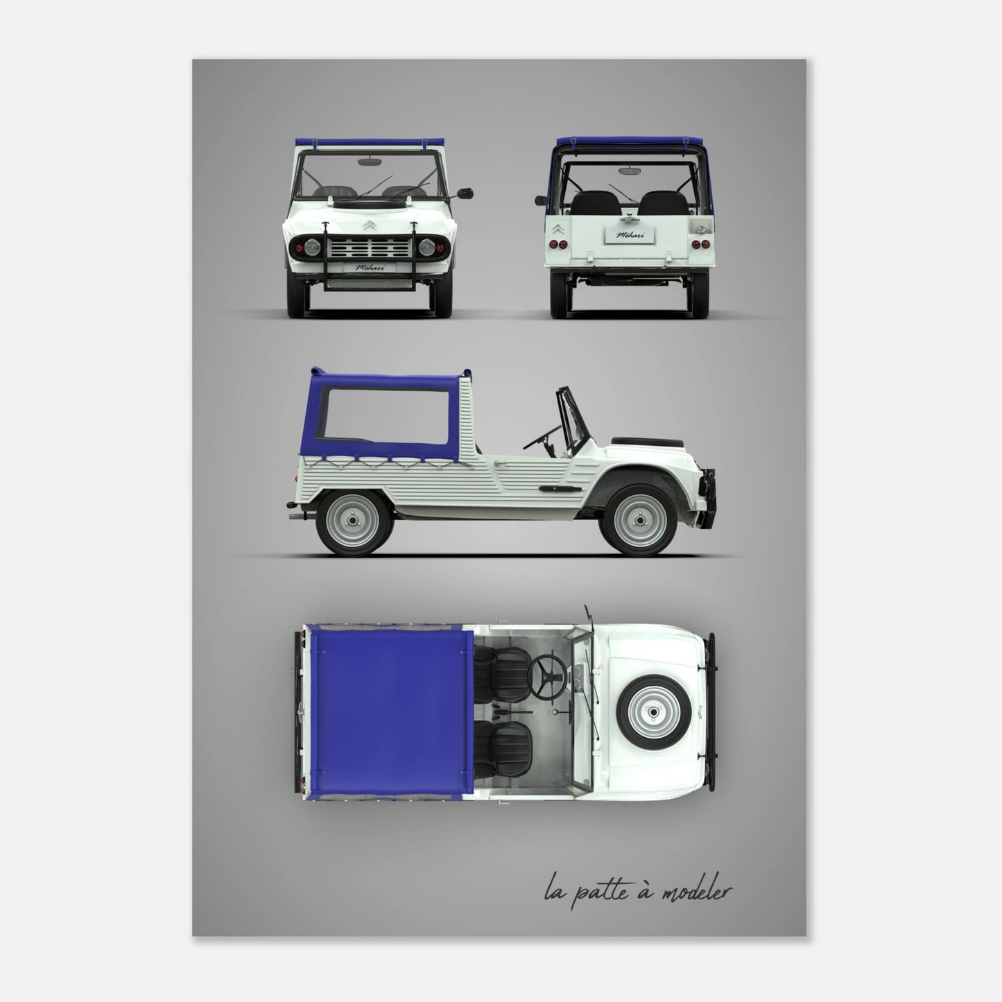 French Classic Car Aluminum Print - Vintage Design Art