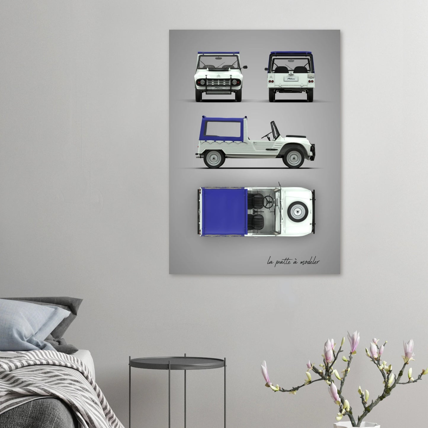 French Classic Car Aluminum Print - Vintage Design Art