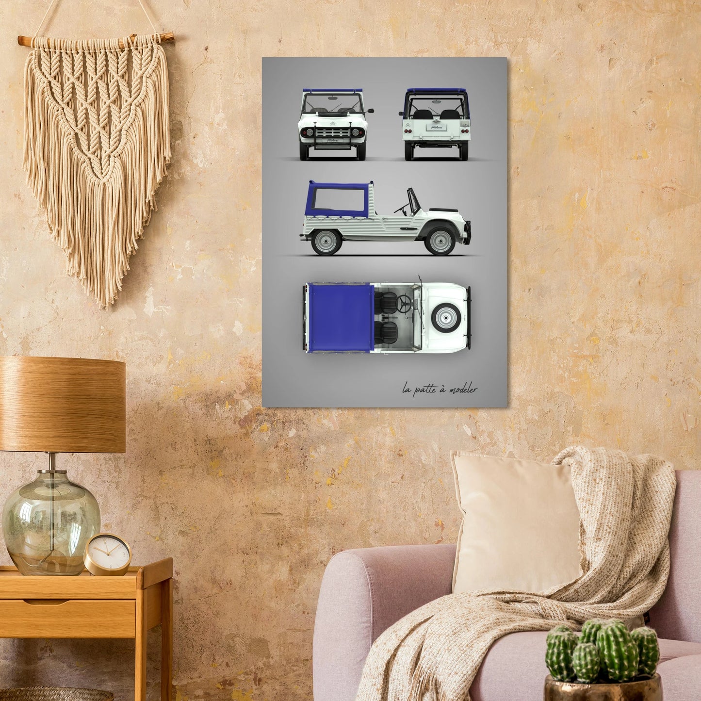 French Classic Car Aluminum Print - Vintage Design Art