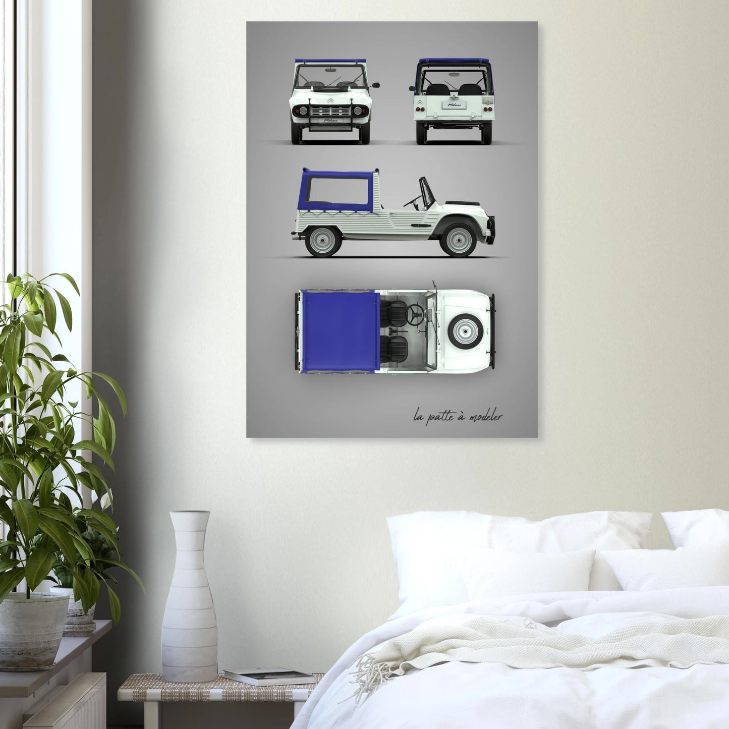French Classic Car Aluminum Print - Vintage Design Art