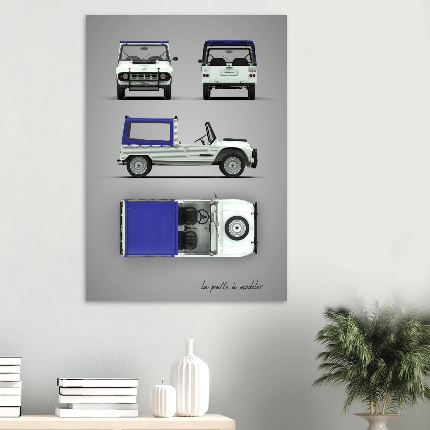 French Classic Car Aluminum Print - Vintage Design Art