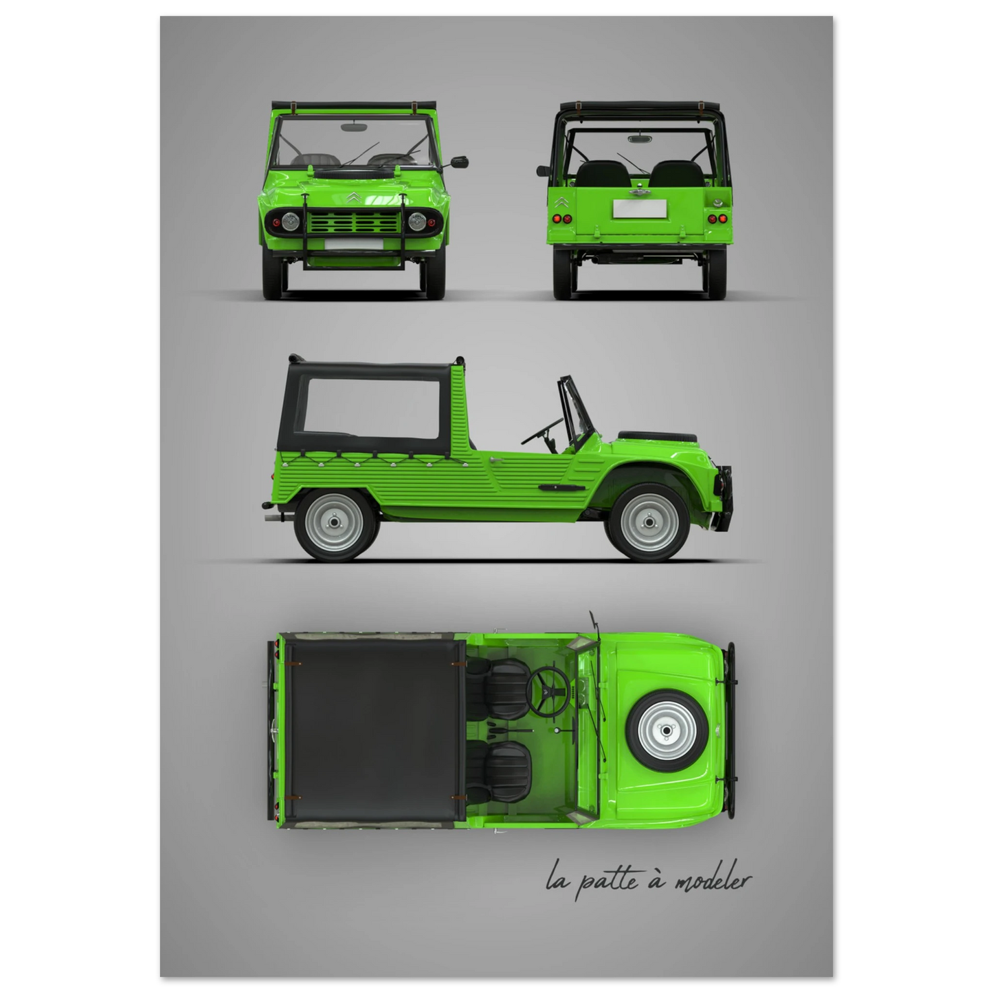 French Classic Car Aluminum Print - Vintage Heritage Art