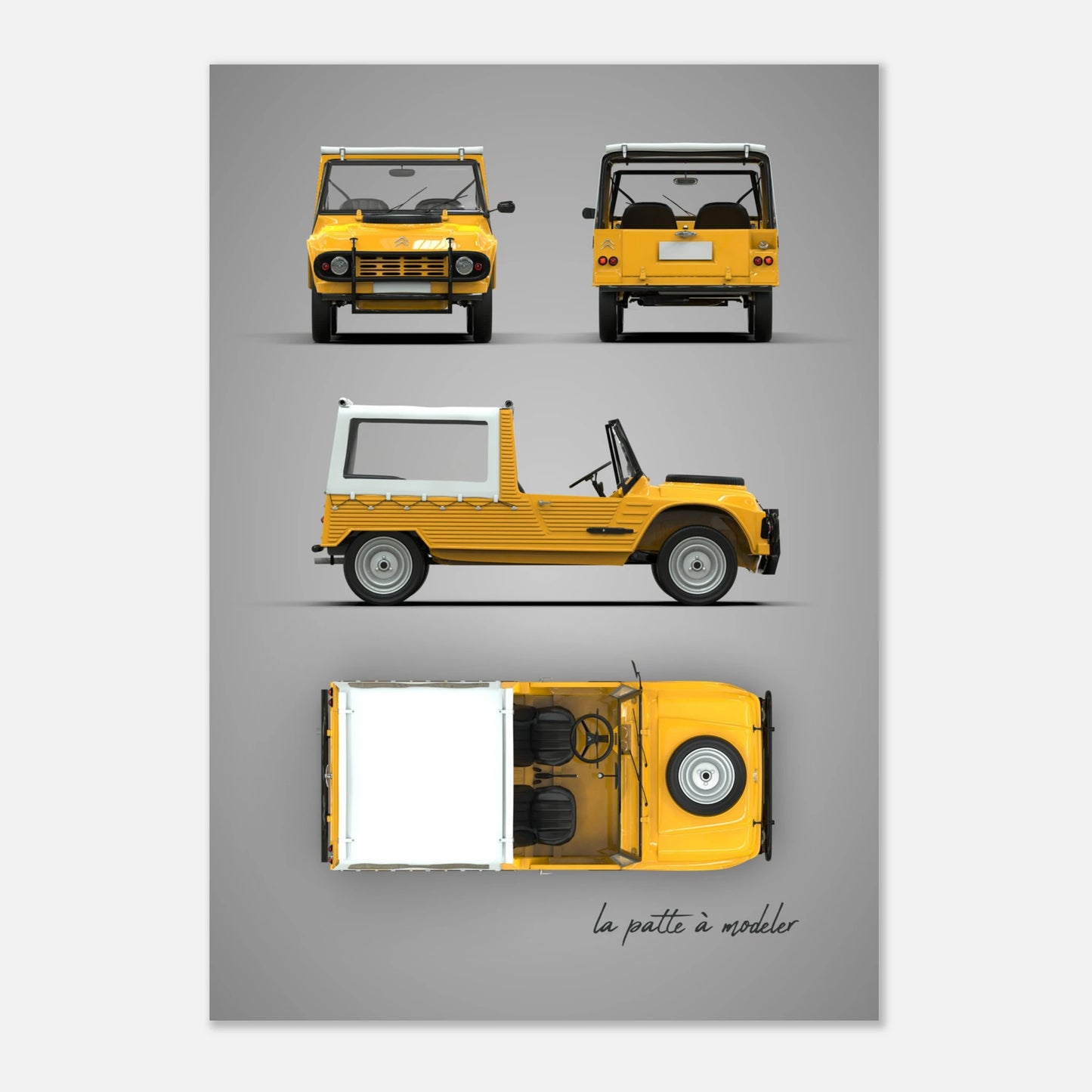 French Vintage Car Aluminum Print - Classic Design Art