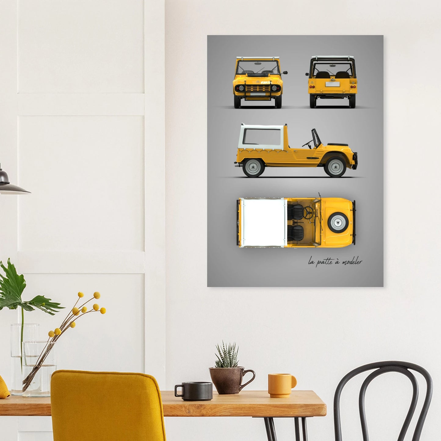 French Vintage Car Aluminum Print - Classic Design Art