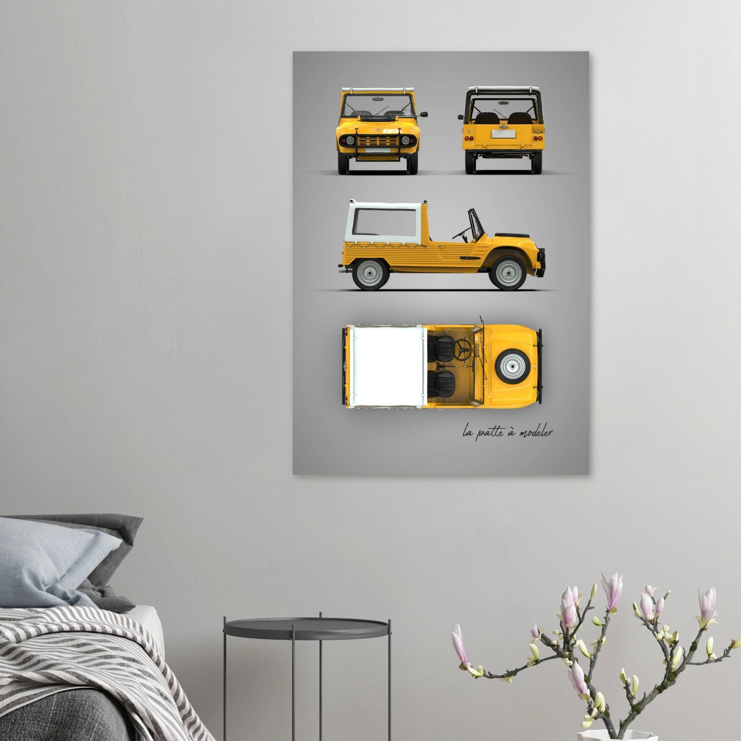 French Vintage Car Aluminum Print - Classic Design Art