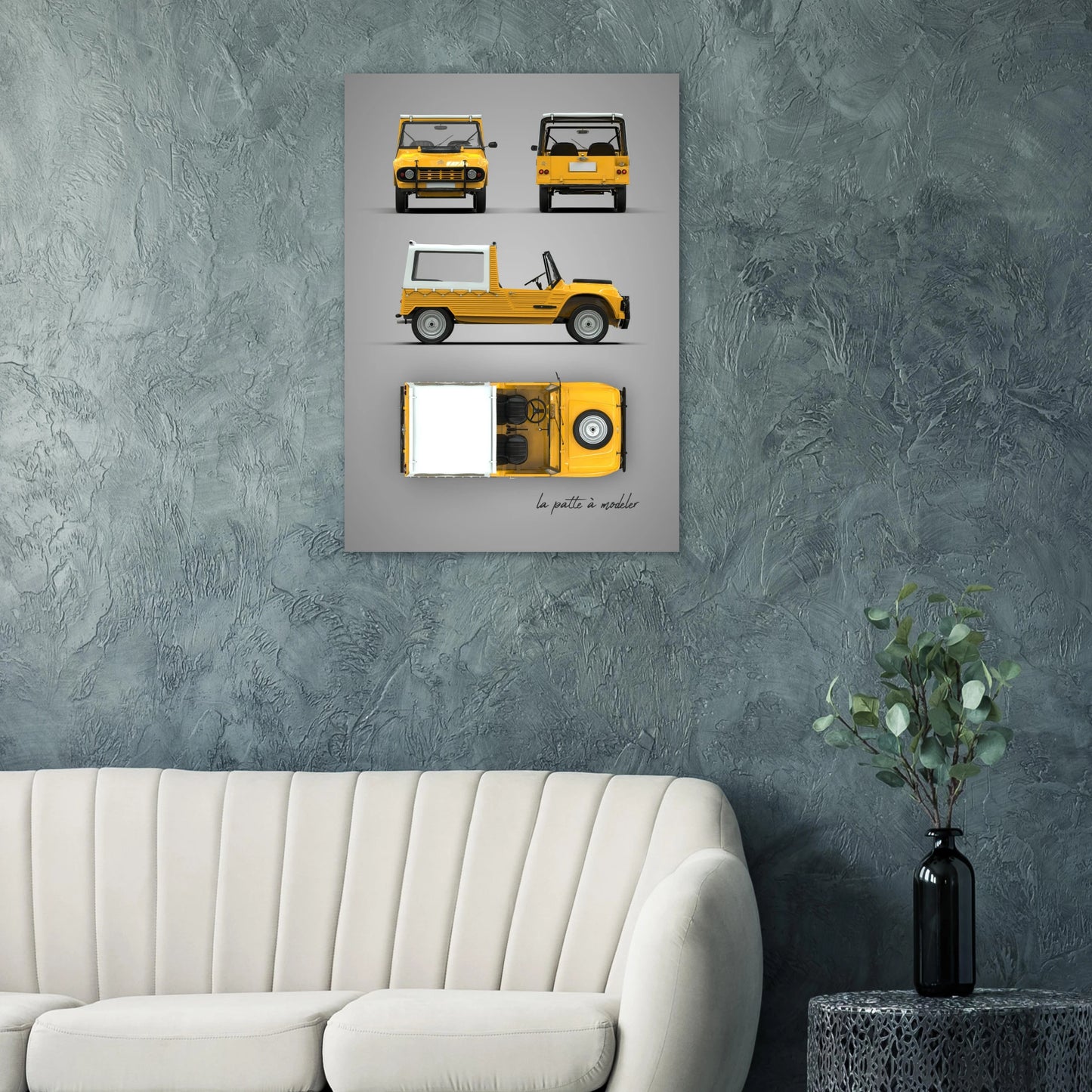 French Vintage Car Aluminum Print - Classic Design Art