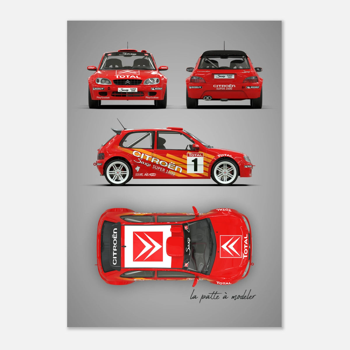 French Rally Car Aluminum Print - Hot Hatch Motorsport Art