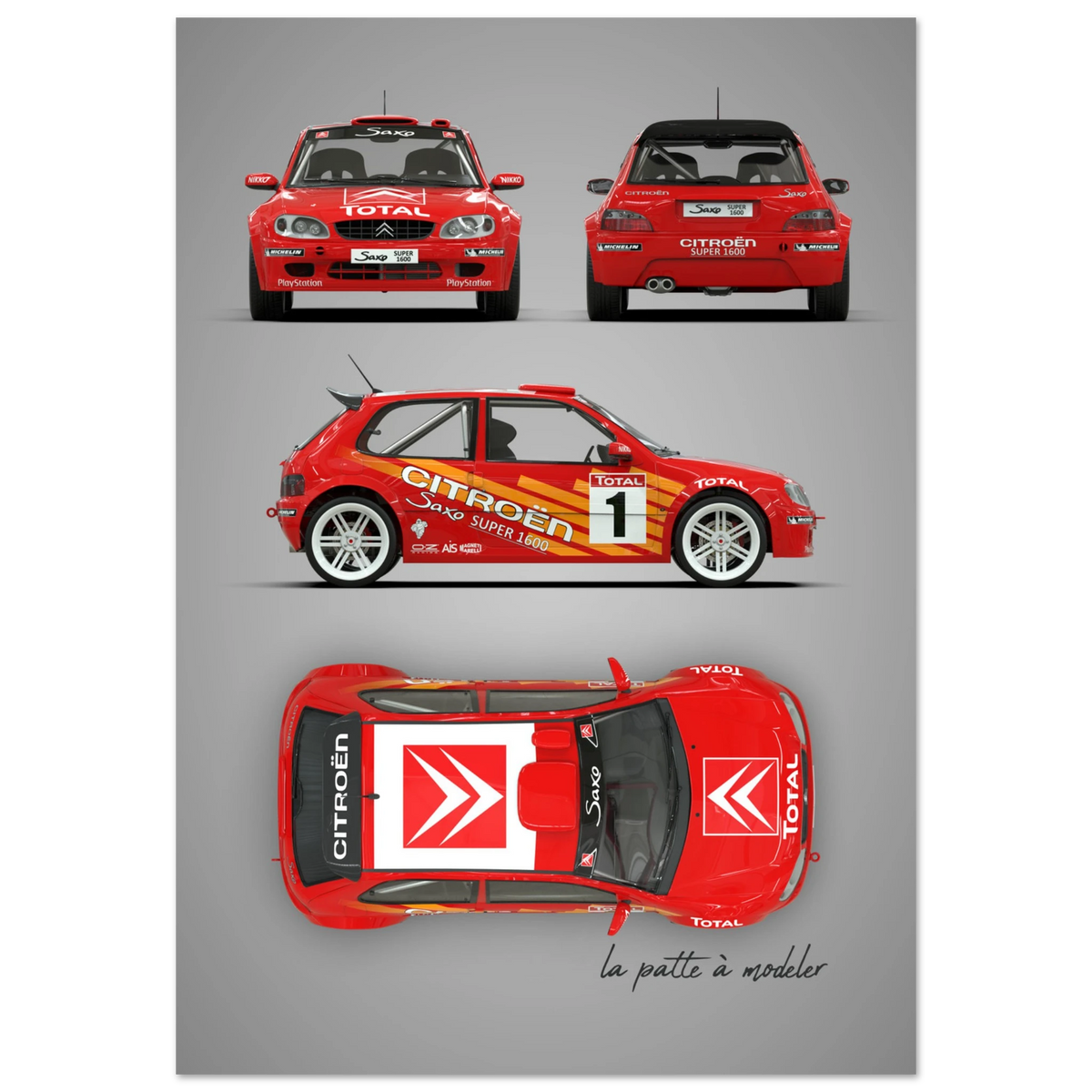 French Rally Car Aluminum Print - Hot Hatch Motorsport Art