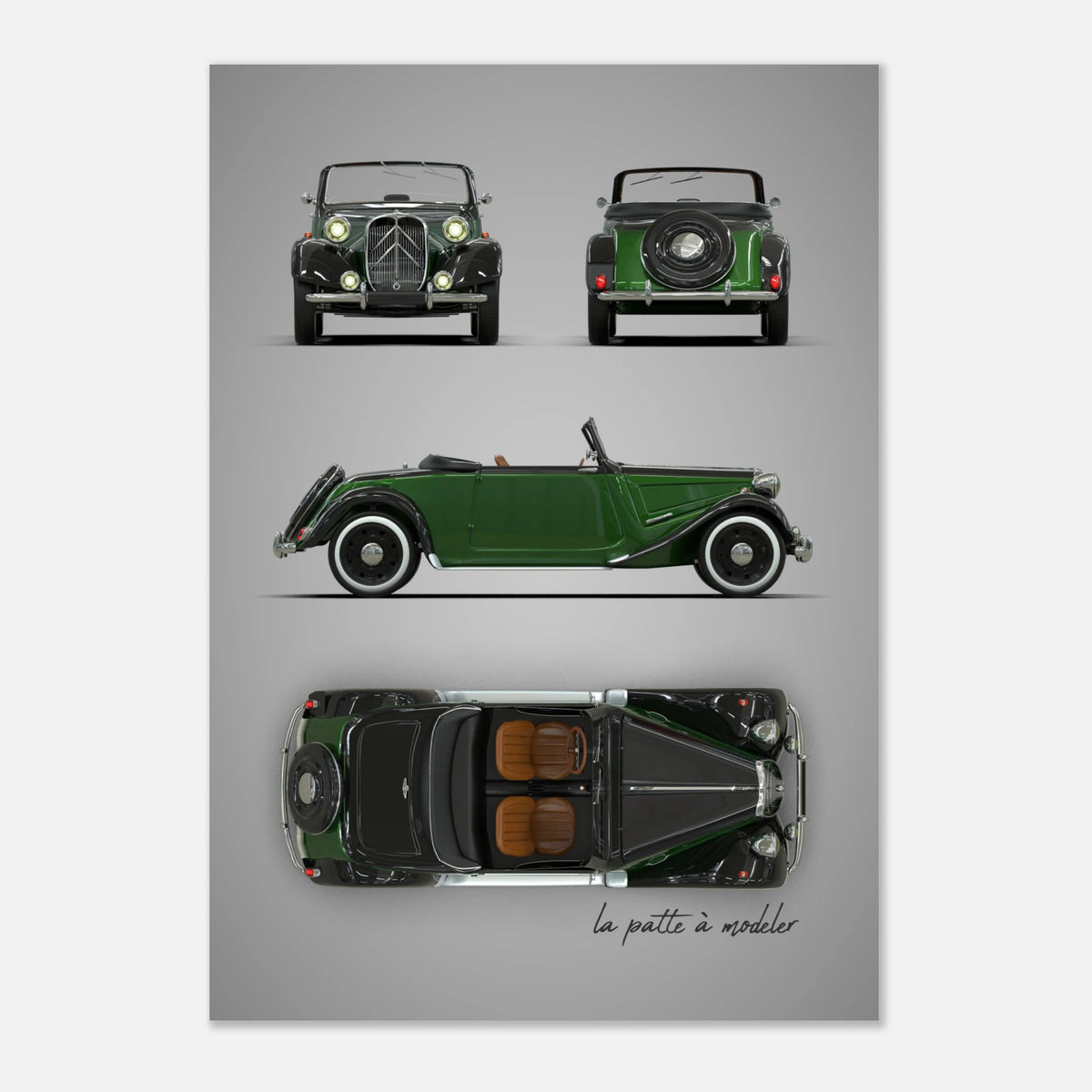 French Design Icon Aluminum Print - Classic Automotive Art