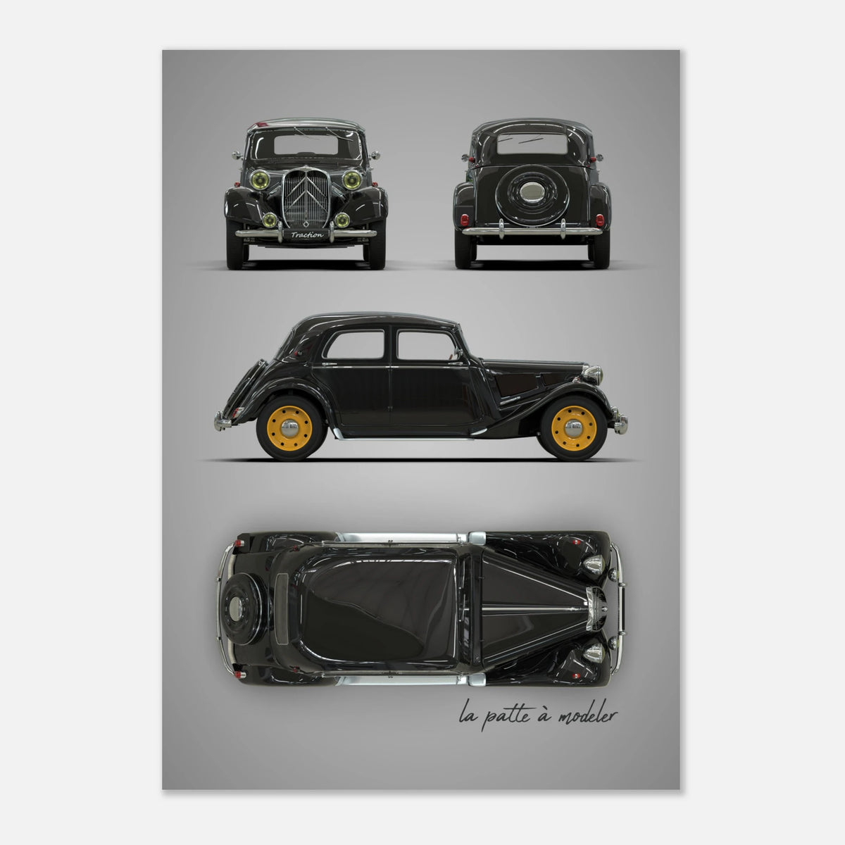 French Classic Car Aluminum Print - Vintage Design Icon Art