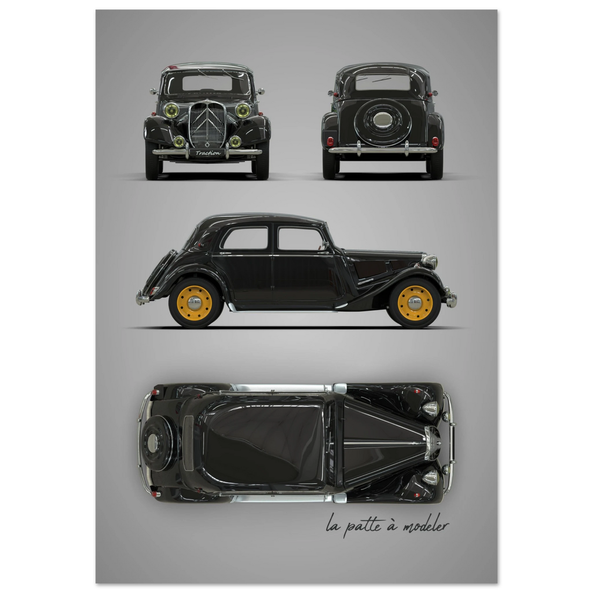 French Classic Car Aluminum Print - Vintage Design Icon Art