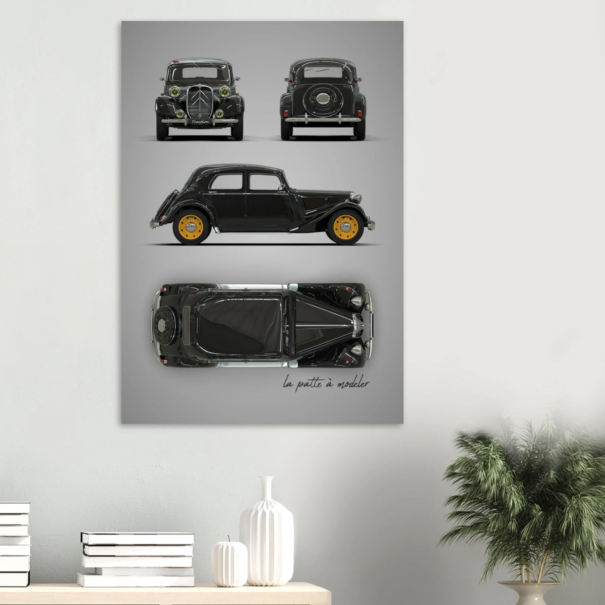 French Classic Car Aluminum Print - Vintage Design Icon Art